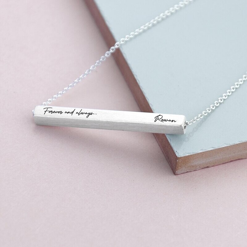 PERSONALISED FOREVER AND ALWAYS HORIZONTAL BAR NECKLACE