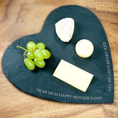 PERSONALISED HEART SLATE CHEESE BOARD