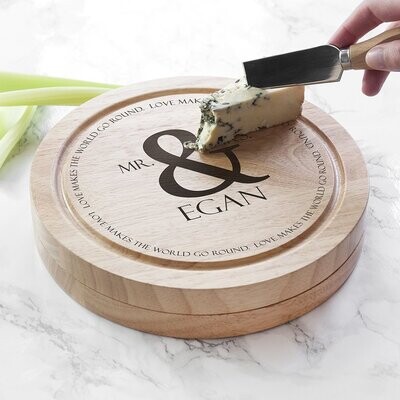 LOVE MAKES THE WORLD GO ROUND CHEESE BOARD SET