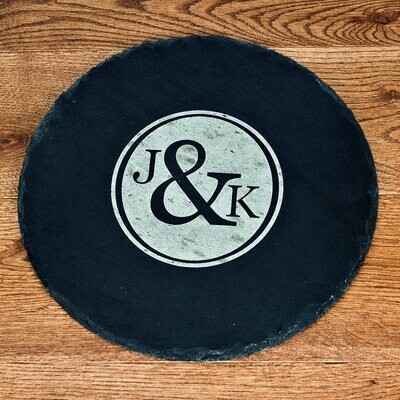 COUPLES MONOGRAM ROUND SLATE CHEESE BOARD