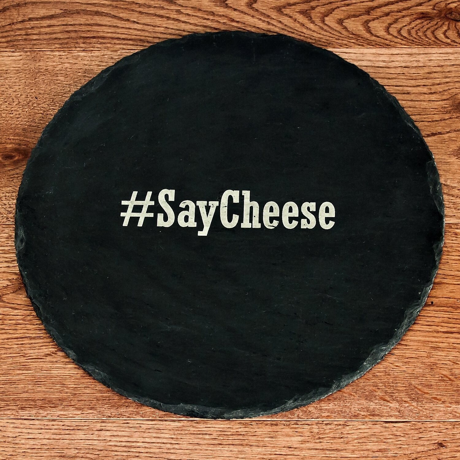 HASHTAG OPEN PHRASE ROUND SLATE CHEESE BOARD