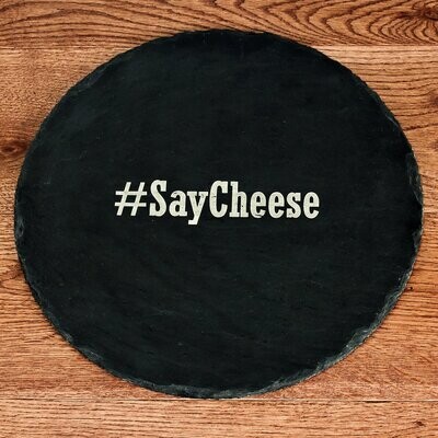 HASHTAG OPEN PHRASE ROUND SLATE CHEESE BOARD
