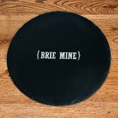 OPEN PERSONALISATION SWIRL BRACKETS ROUND SLATE CHEESE BOARD