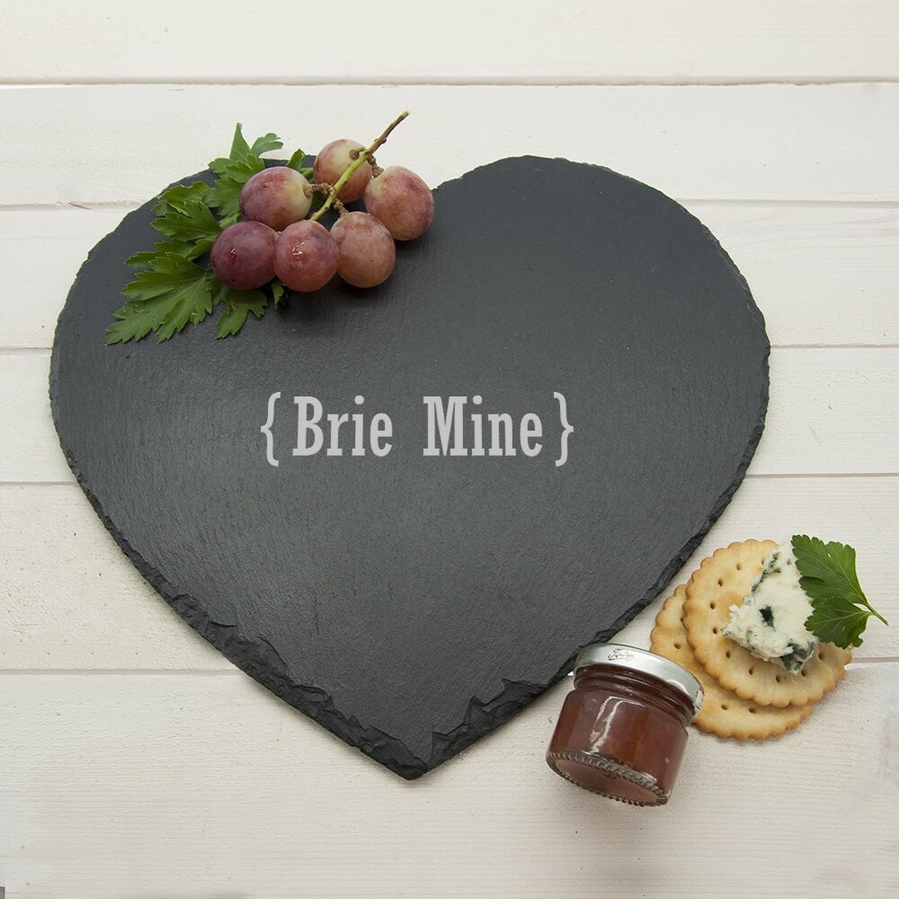 ROMANTIC BRACKETS HEART SLATE CHEESE BOARD