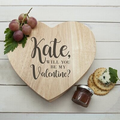 ENGRAVED BE MY VALENTINE HEART CHEESE BOARD