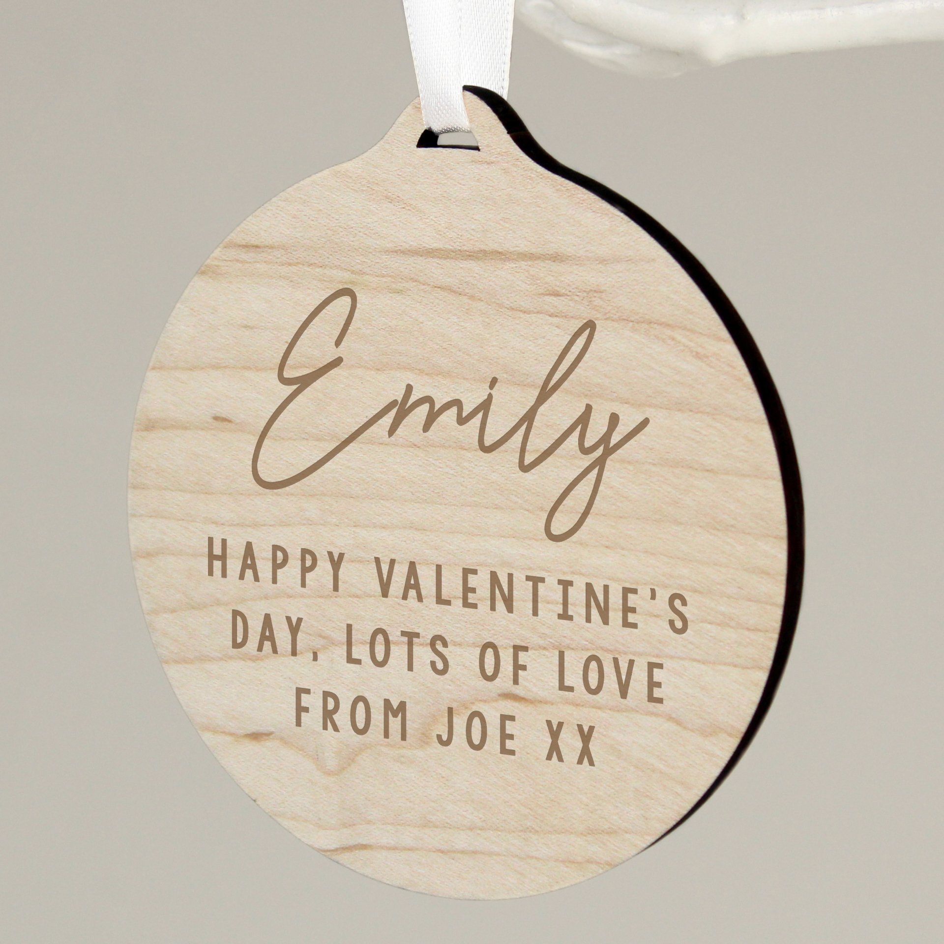 Personalised Free Text Round Wooden Decoration