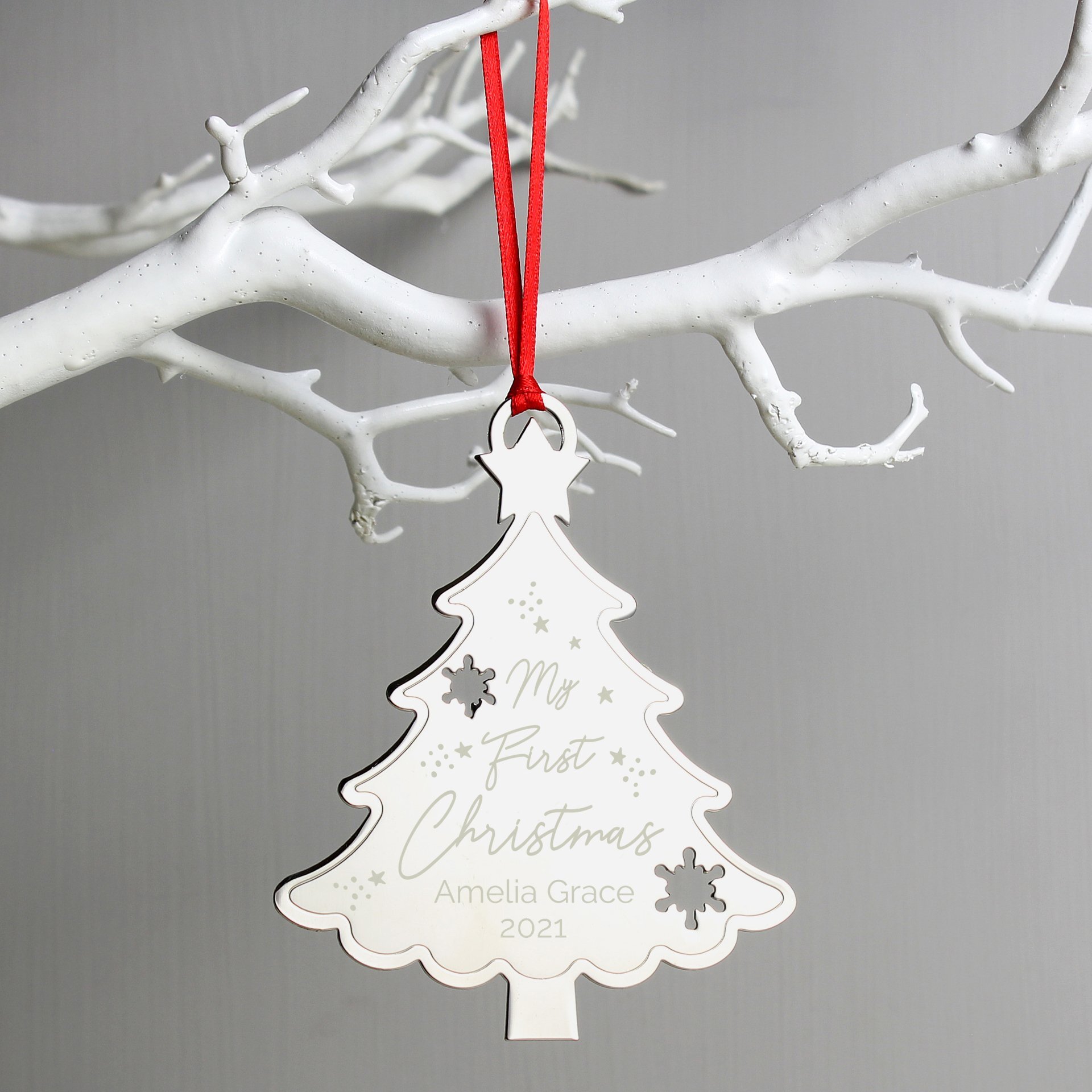 Personalised My First Christmas Metal Tree Decoration