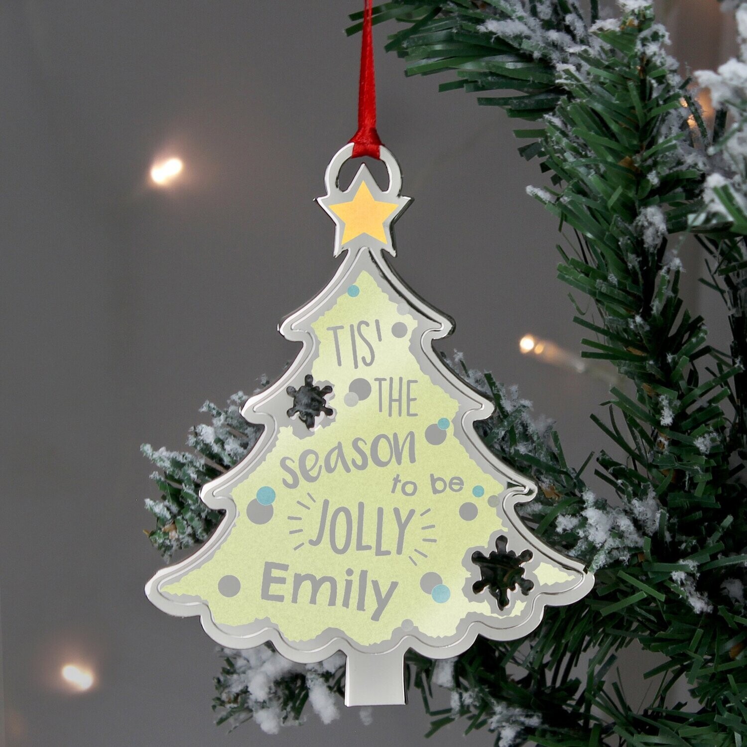 Personalised Tis&#39; The Season To Be Jolly Tree Metal Decoration