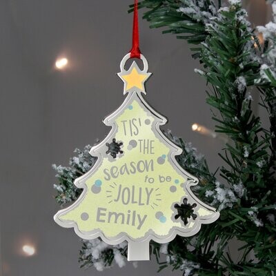 Personalised Tis&#39; The Season To Be Jolly Tree Metal Decoration