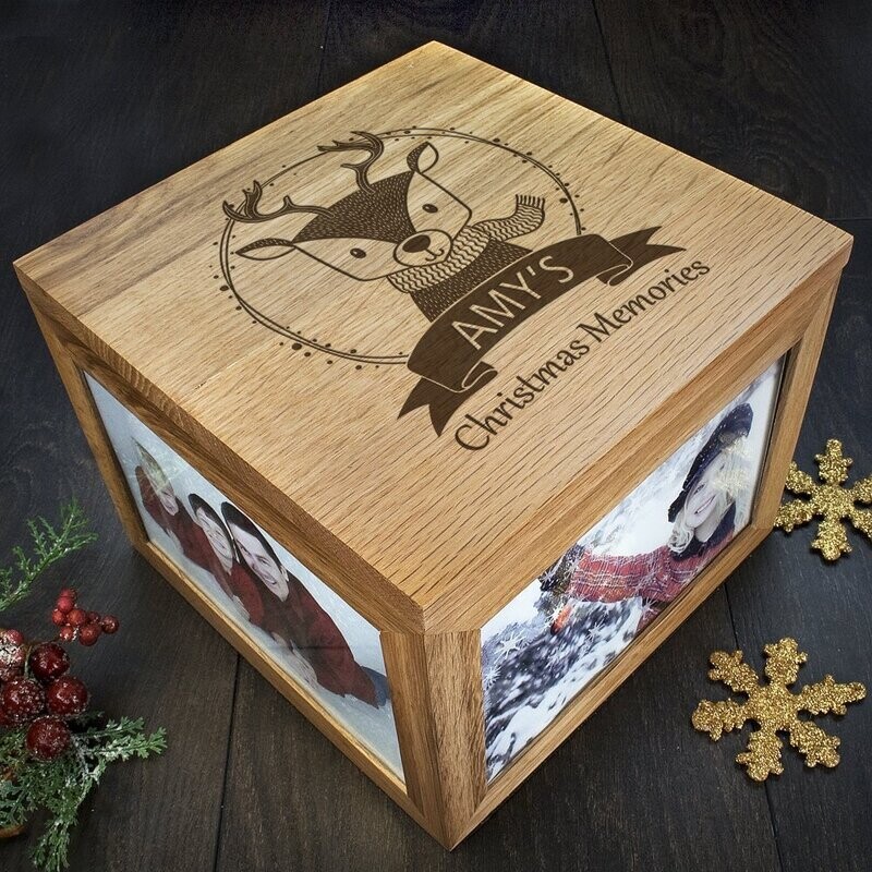 PERSONALISED WOODLAND REINDEER CHRISTMAS MEMORY BOX