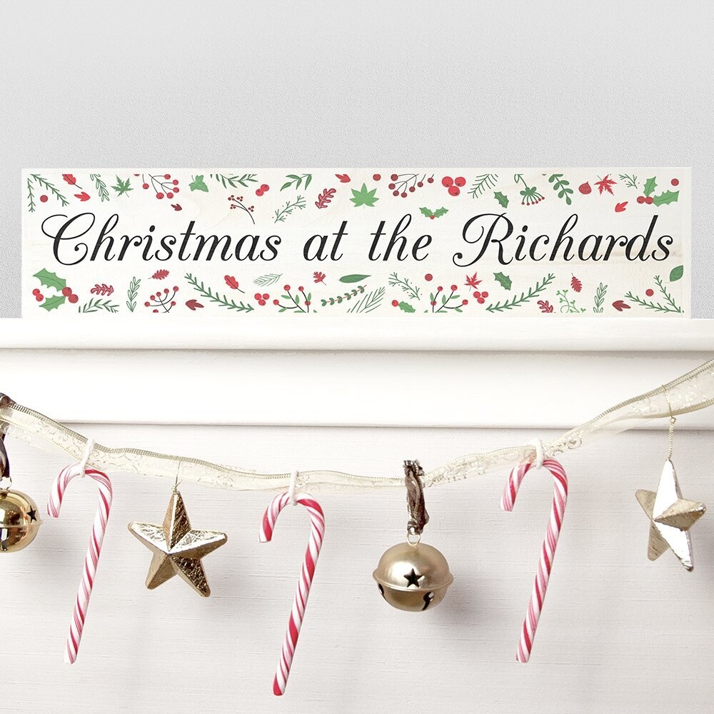 PERSONALISED CHRISTMAS WOODLAND MANTLE DECORATION