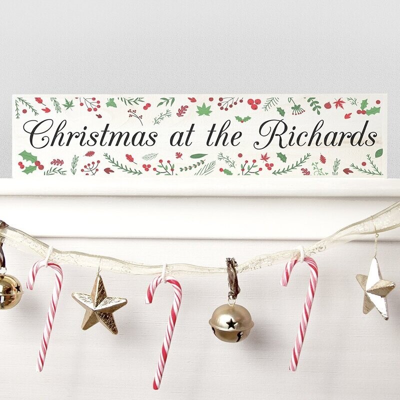 PERSONALISED CHRISTMAS WOODLAND MANTLE DECORATION