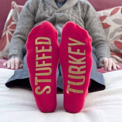 PERSONALISED CRIMSON & GOLD CHRISTMAS DAY SOCKS