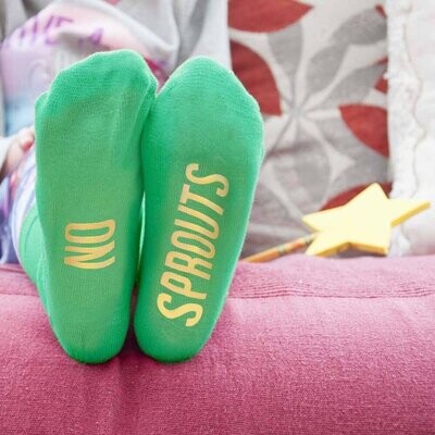 PERSONALISED KIDS SPROUT GREEN AND CANARY YELLOW CHRISTMAS DAY SOCKS