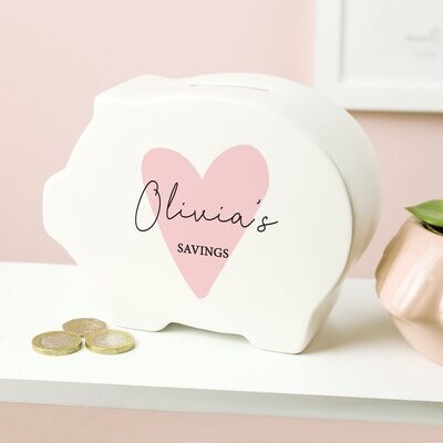 Pink Heart Piggy Bank