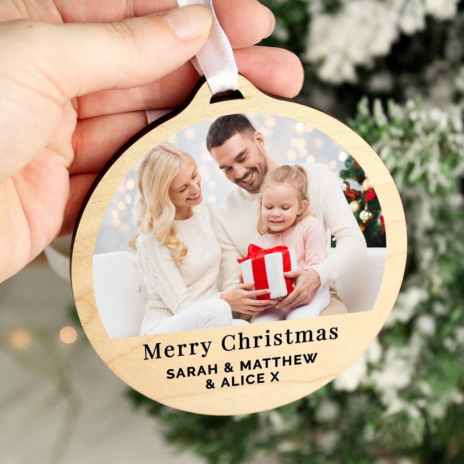 Photo Upload Round Wooden Decoration