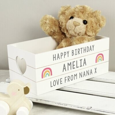 Rainbow White Wooden Crate