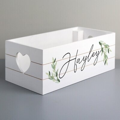 Name Only Botanical White Wooden Crate