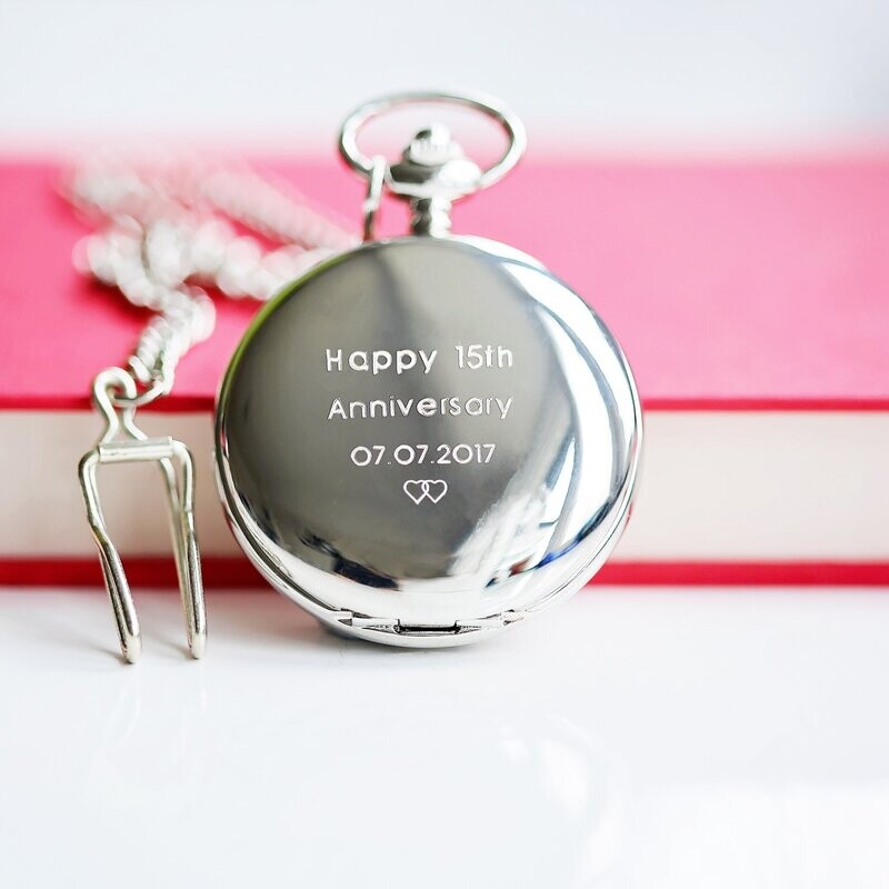 Handwriting Engraved Roman Skeleton Pocket Watch