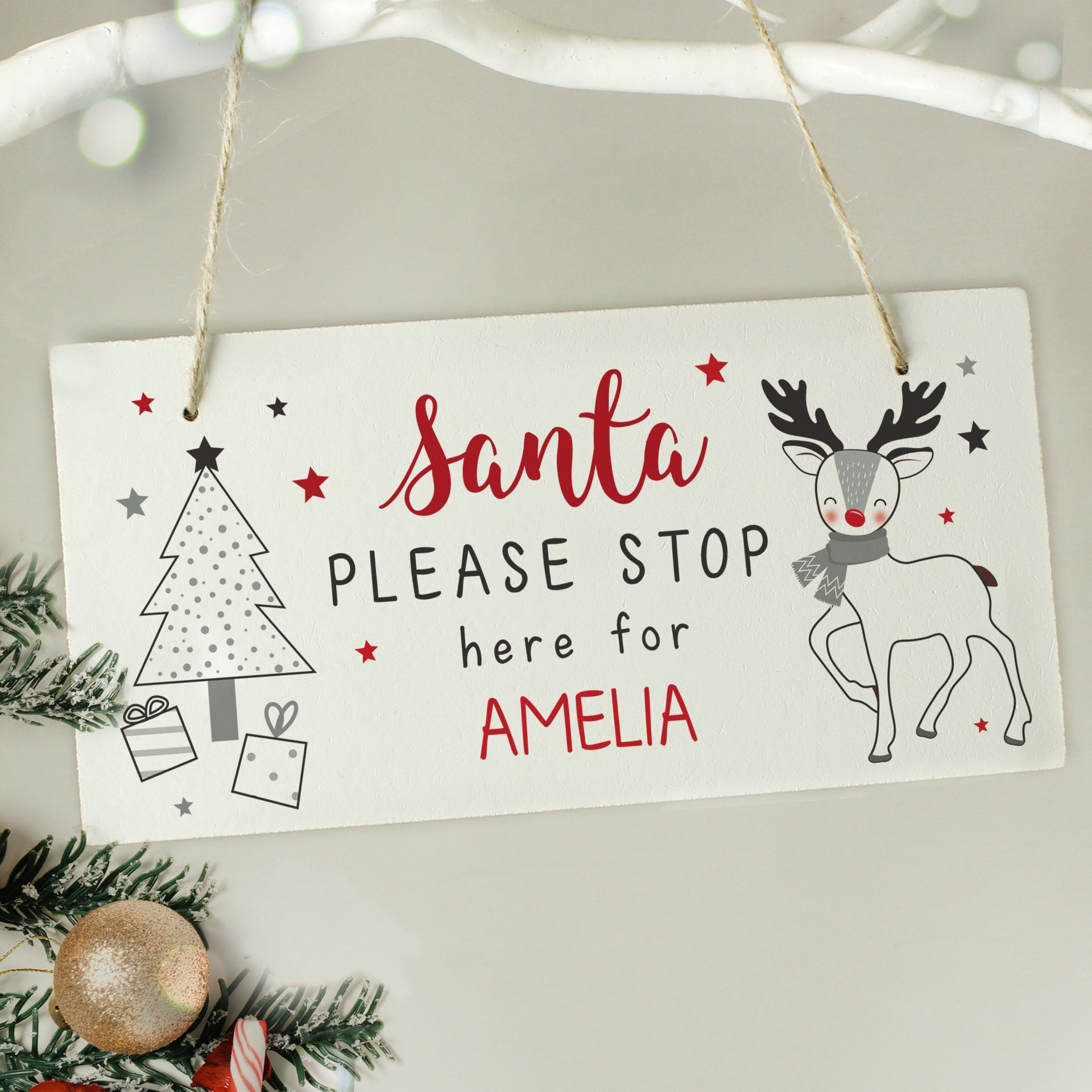 Rudolph Santa Please Stop Here Sign