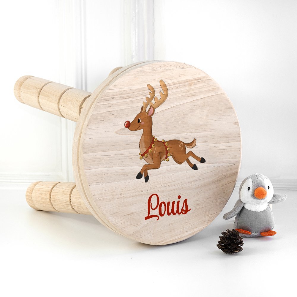 CHRISTMAS REINDEER WOODEN STOOL