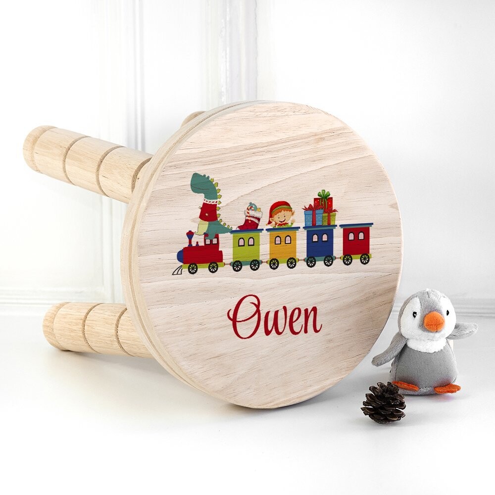 CHRISTMAS TRAIN WOODEN STOOL
