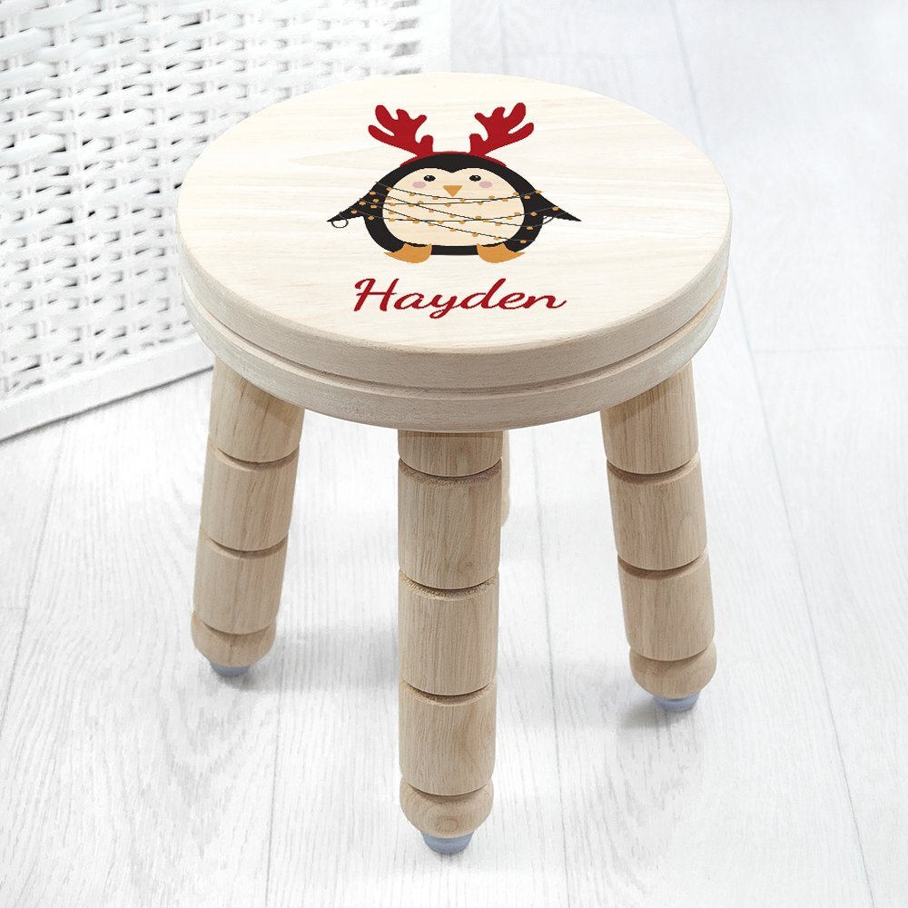 CHRISTMAS PENGUIN WOODEN STOOL