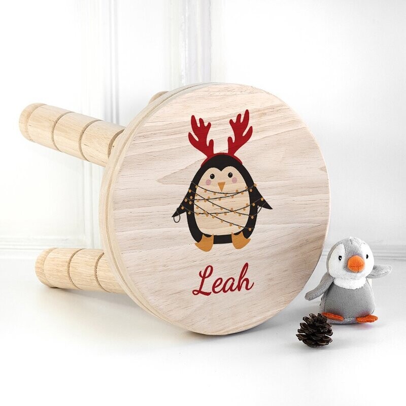 CHRISTMAS PENGUIN WOODEN STOOL