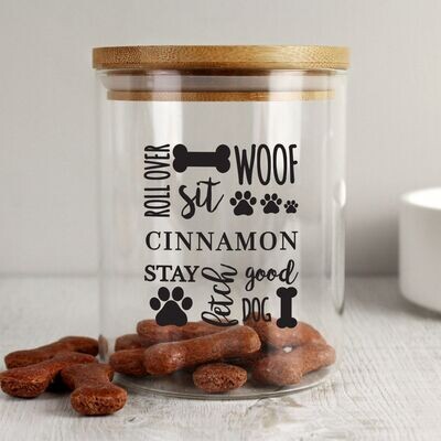 Glass Dog Treat Jar with Bamboo Lid