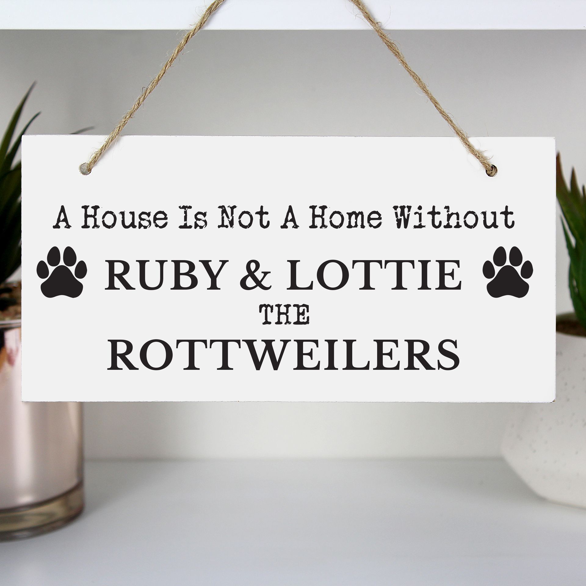 Paw Print Dog Breed Wooden Sign