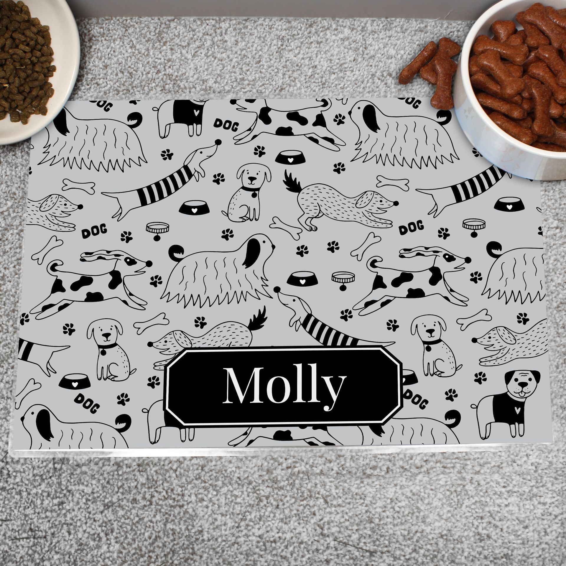 Dog Print Pet Bowl Mat