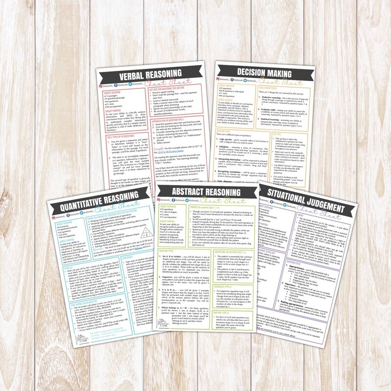 UCAT Cheat Sheets | Tips &amp; Approaches for Each Subset