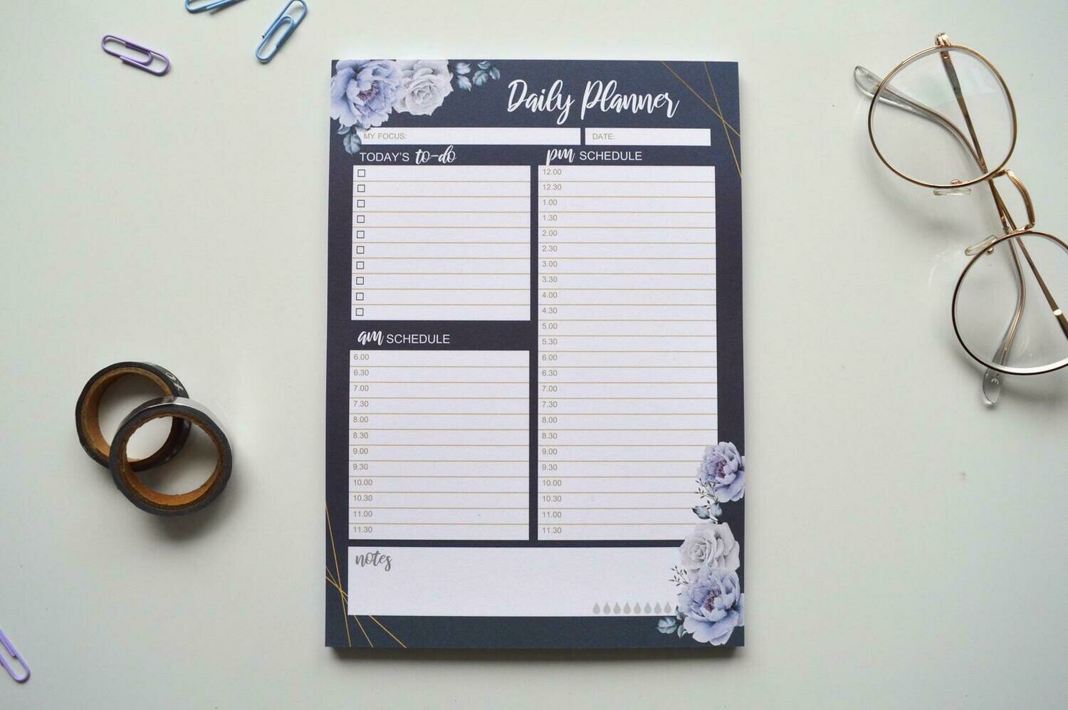 Midnight Roses | A5 Eco-Friendly Daily Planner Desk Pad