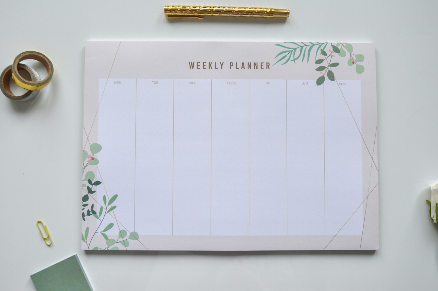 Spring Leaves | A4 Eco-Friendly Weekly Desk Planner
