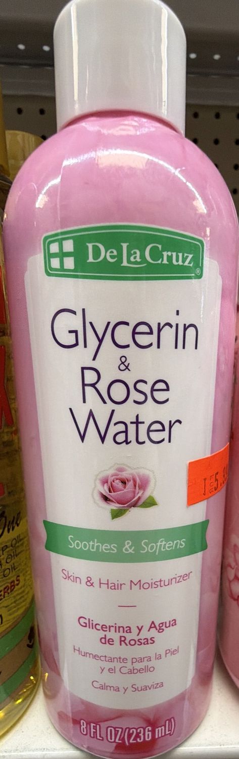 DE LA CRUZ GLYCERIN &amp; ROSE WATER 8OZ