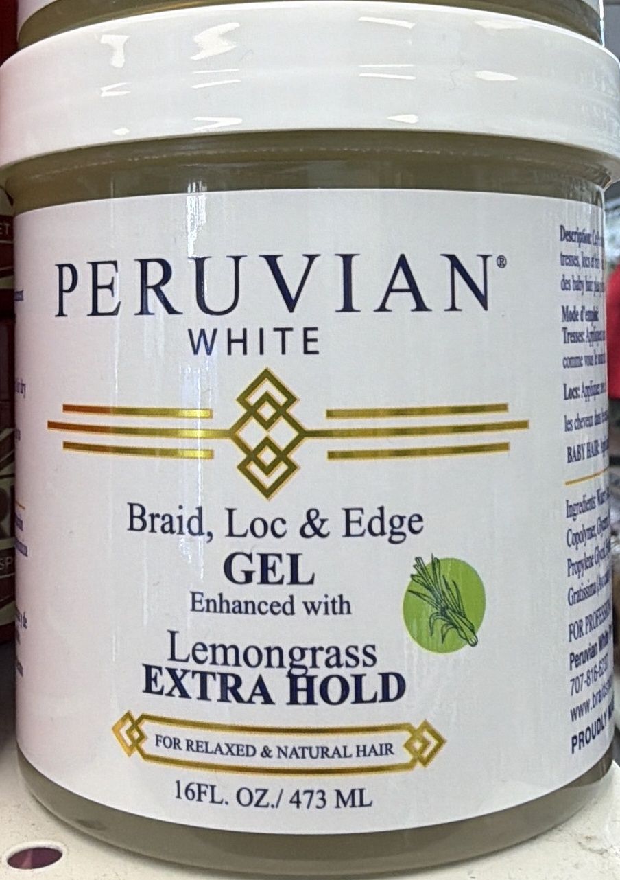 PERUVIAN WHITE BRAID LOC &amp; EDGE GEL 16OZ