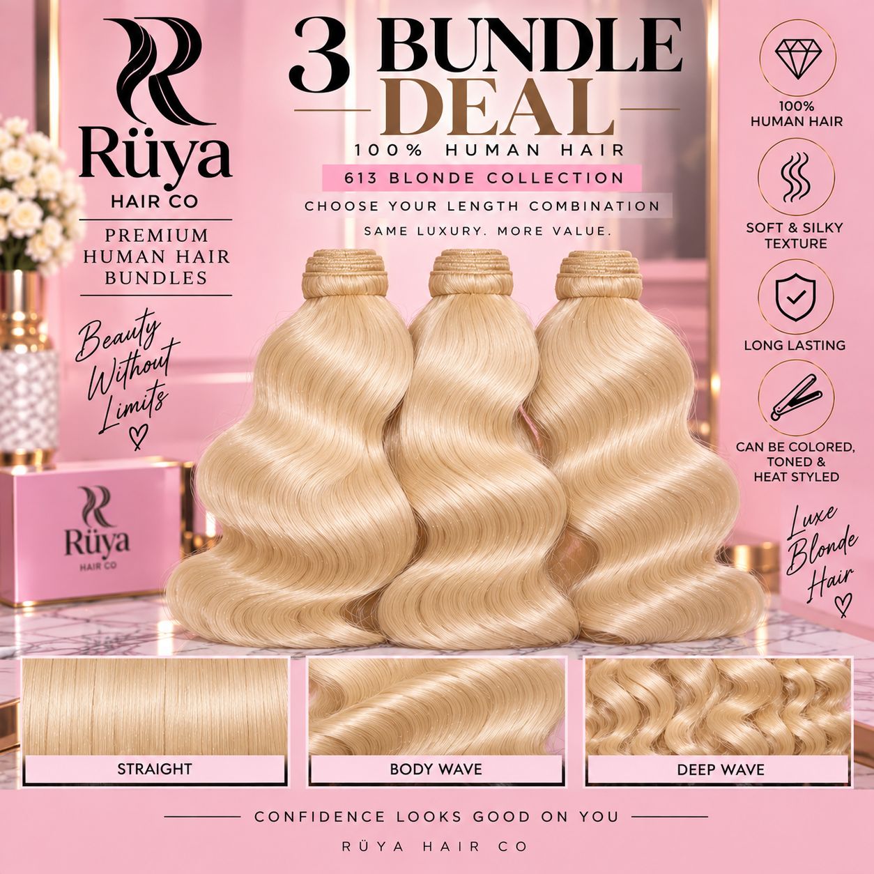 613 RÜYA 3 BUNDLE DEAL BODY WAVE 22/24/26