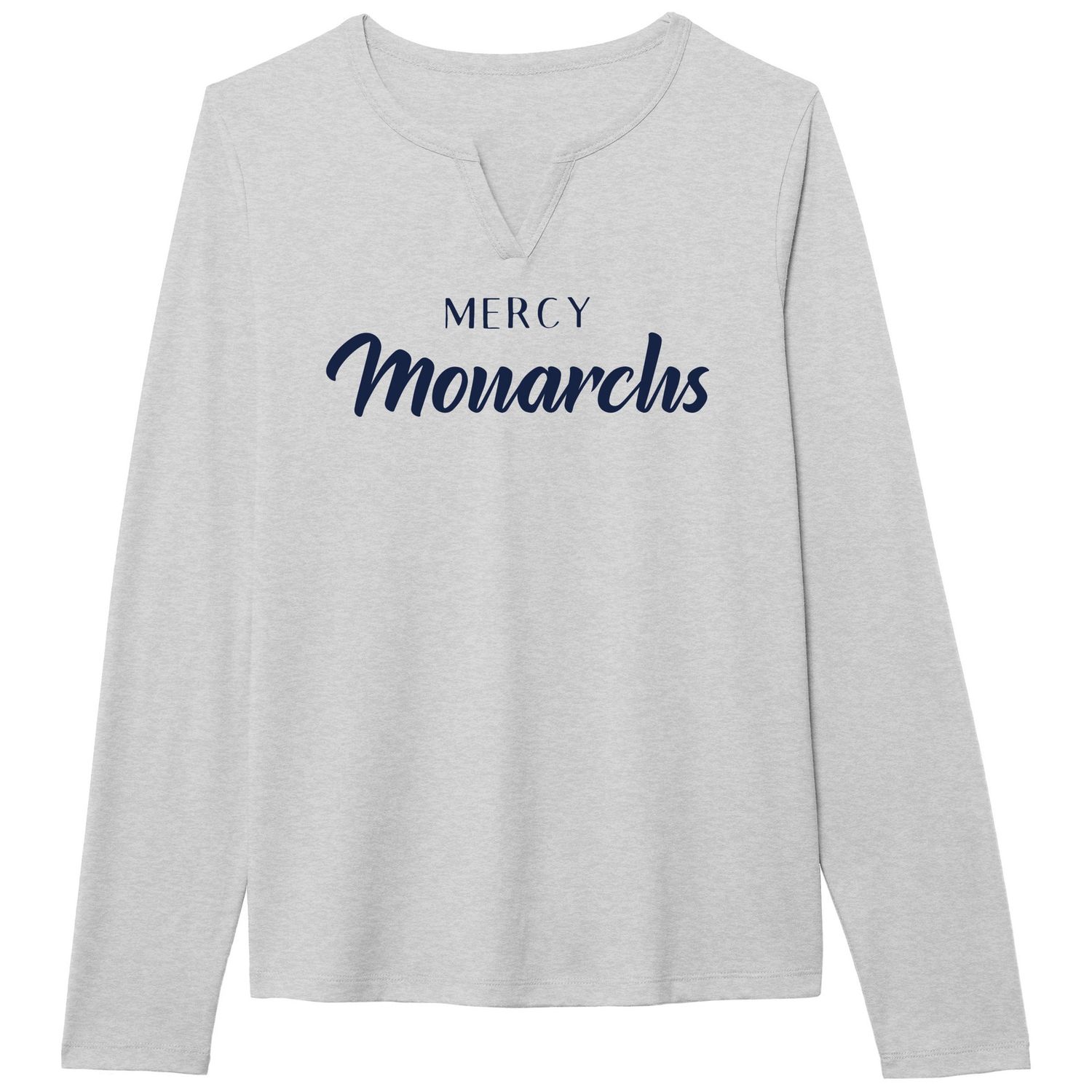 Mercy Long Sleeve Notch Neck Tee (steel grey)