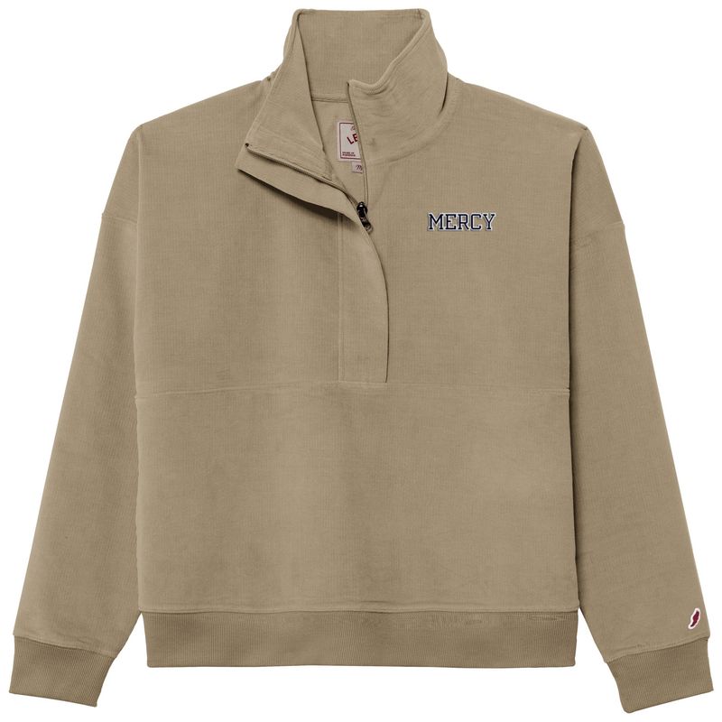 League Cord Womens Half Zip (Khaki)