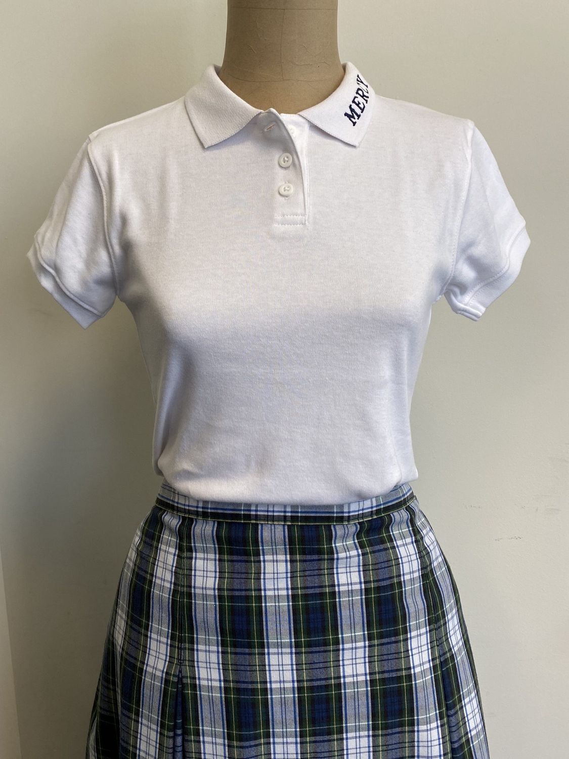 Youth Classroom Short Sleeve Uniform Polo-white, Sizes: Medium