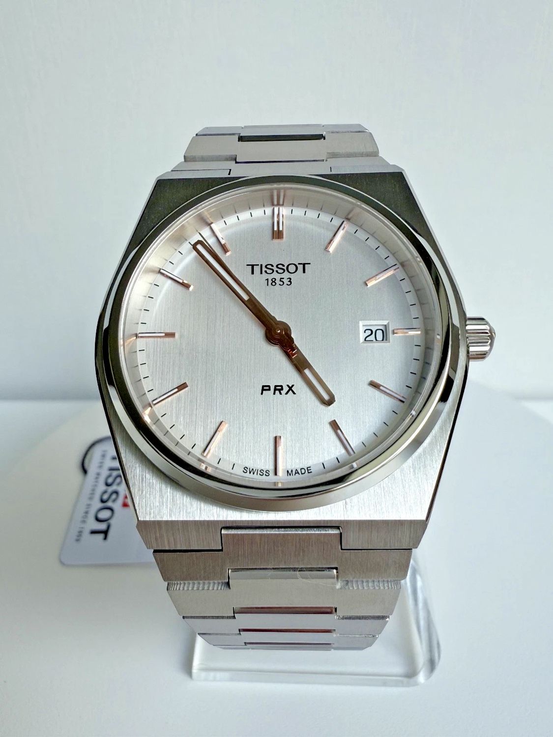 Tissot PRX Quartz Silver Dial Rose Gold Accents 40mm Stainless Steel Watch – T137.410.11.031.00