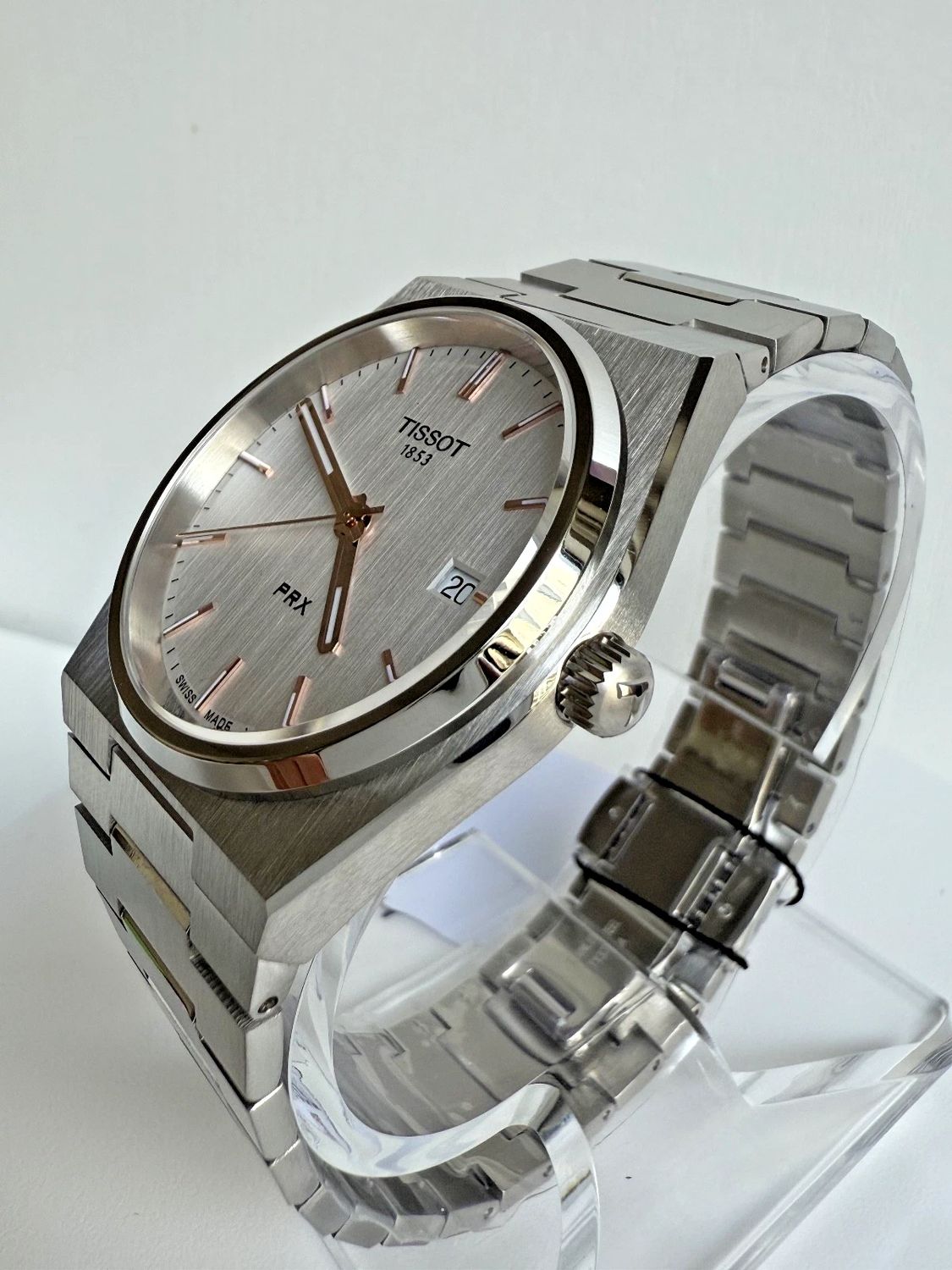 Tissot PRX Quartz Silver Dial Rose Gold Accents 40mm Stainless Steel Watch – T137.410.11.031.00