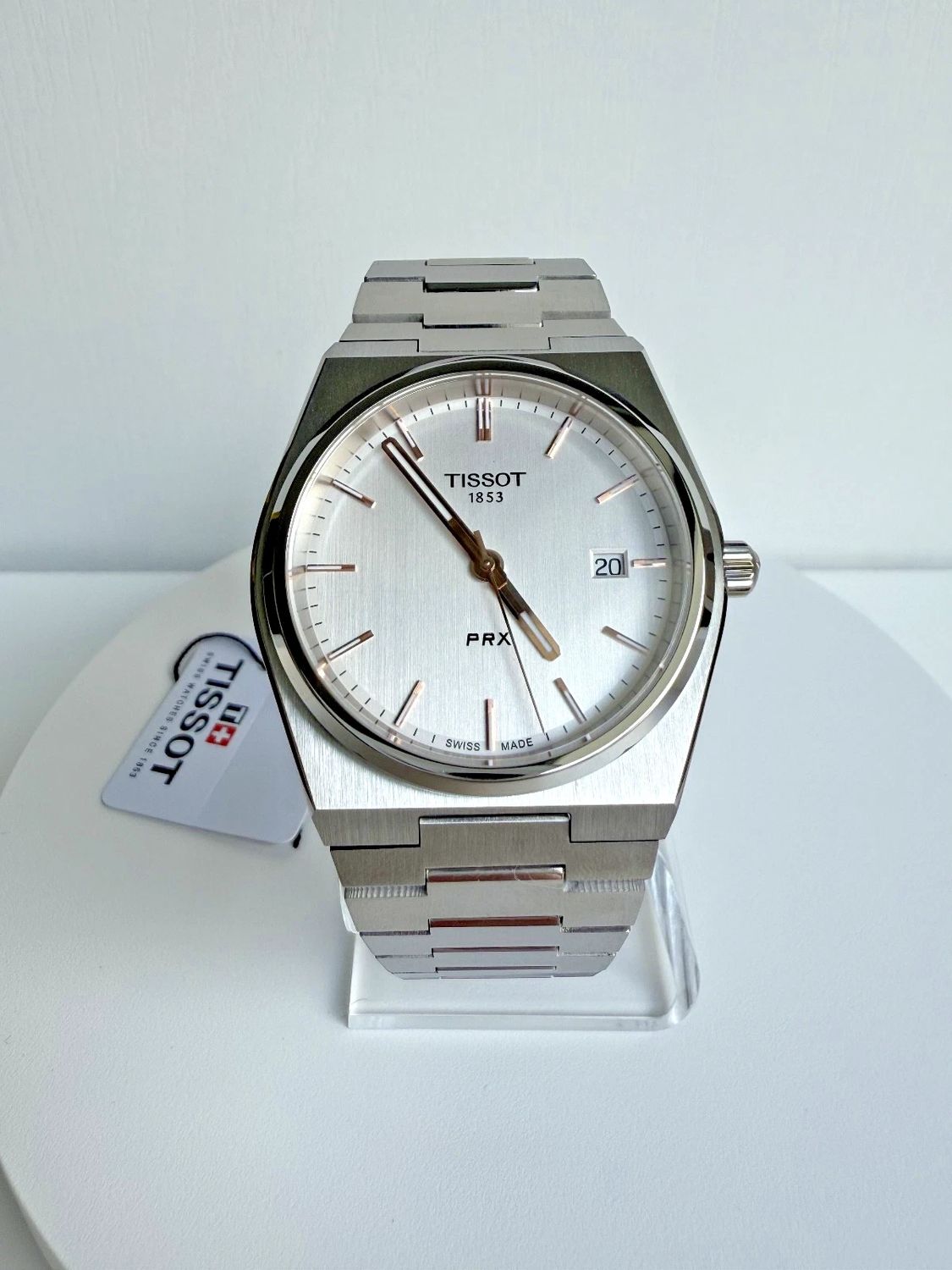 Tissot PRX Quartz Silver Dial Rose Gold Accents 40mm Stainless Steel Watch – T137.410.11.031.00