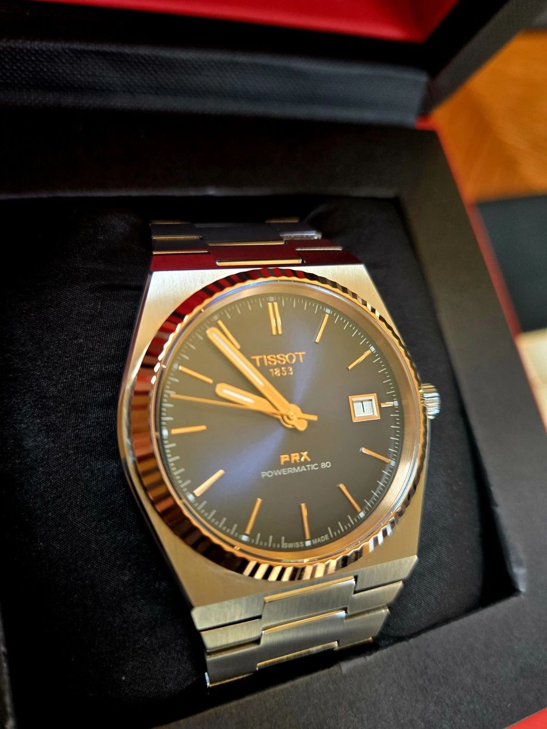 Tissot PRX Powermatic 80 Automatic Blue Dial Solid Gold Bezel T931.407.41.041.00