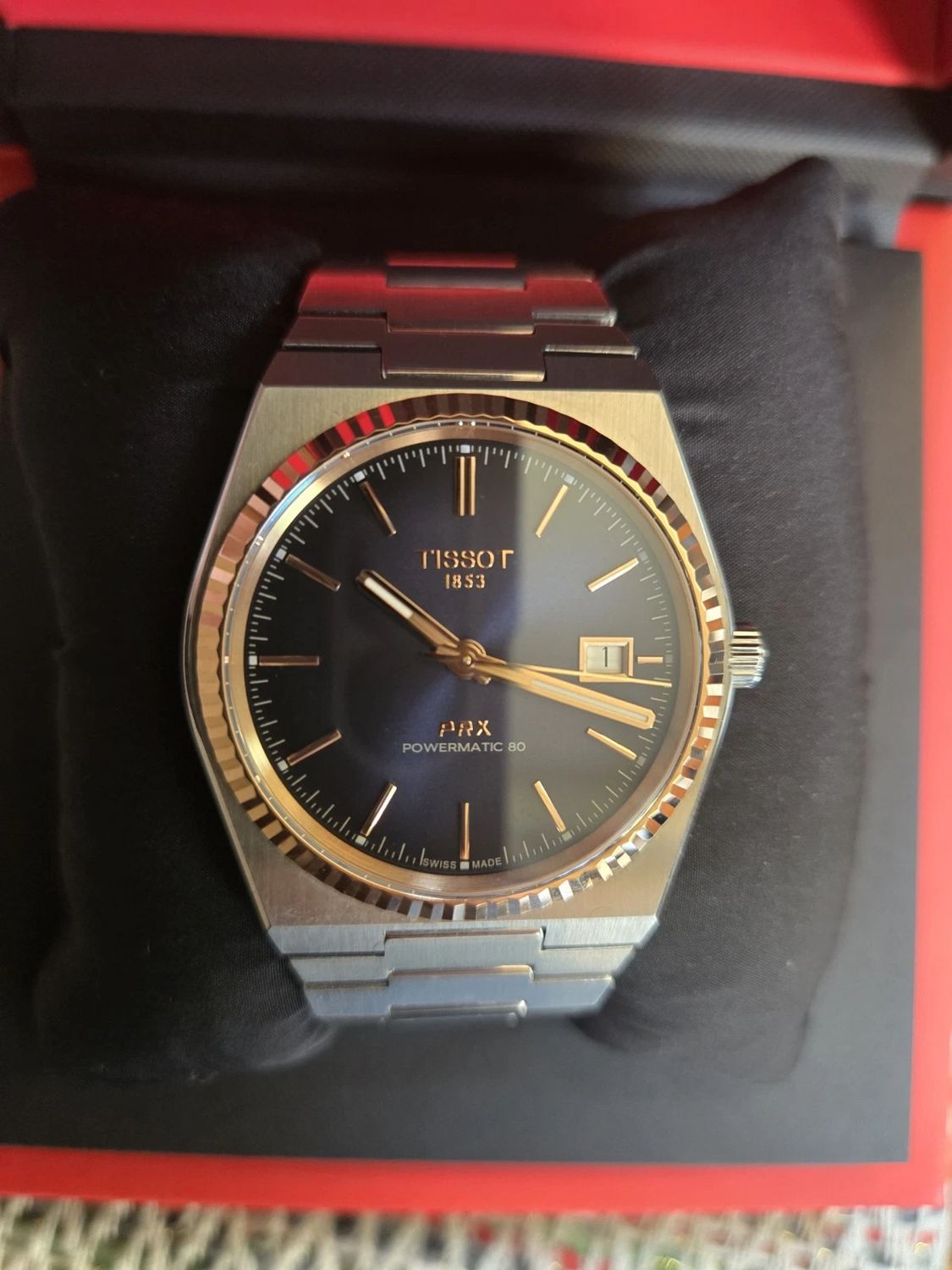 Tissot PRX Powermatic 80 Automatic Blue Dial Solid Gold Bezel T931.407.41.041.00