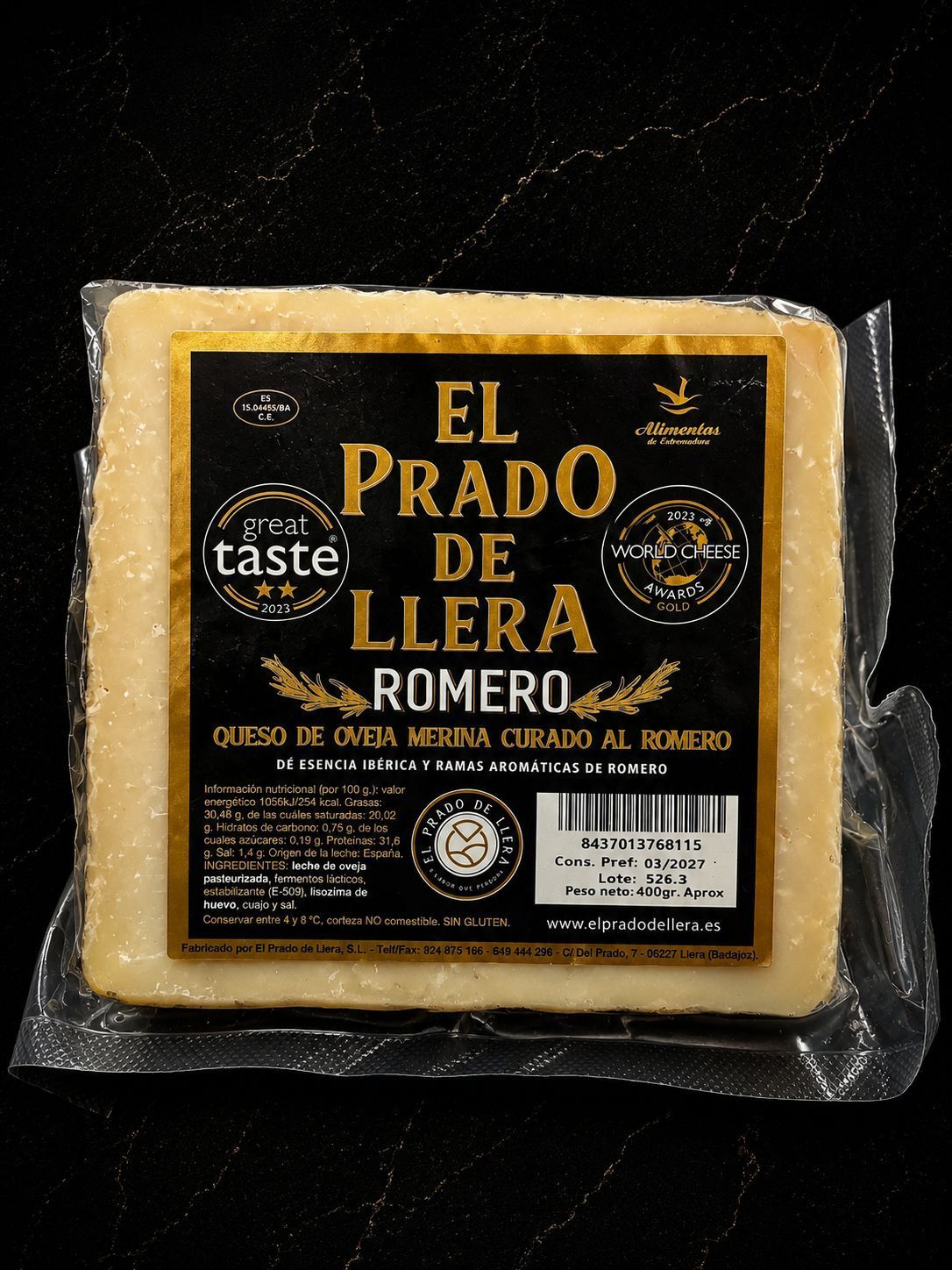 Queso de oveja merina curado en romero "El prado de llera"