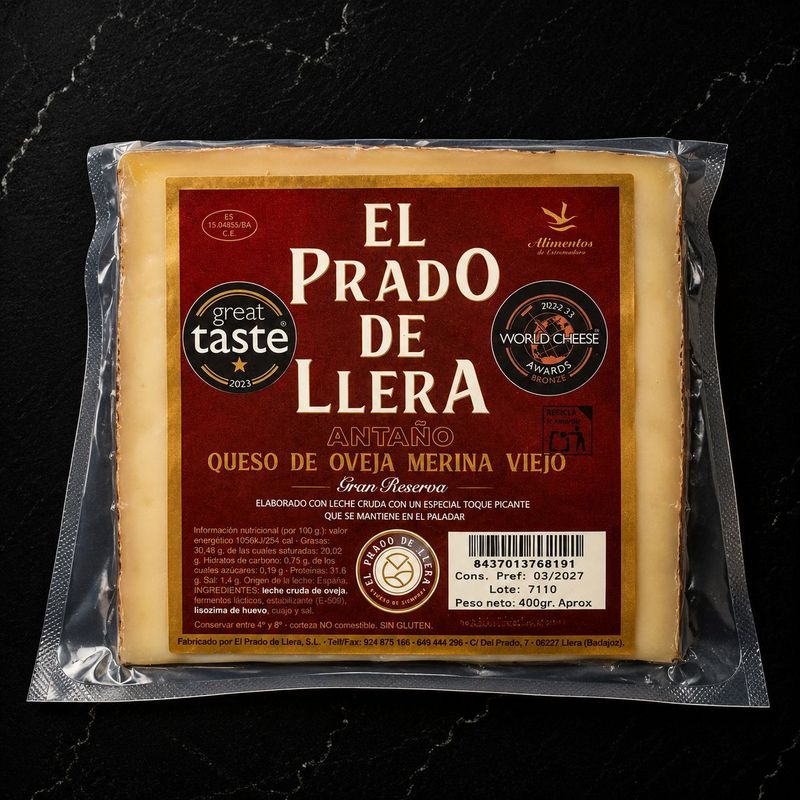Queso viejo de oveja merina Gran Reserva "El prado de llera"