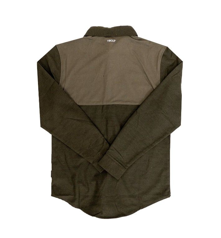 HandUp OMG Logo FlexTop Flannel, Size: Small, Color: Solid Olive