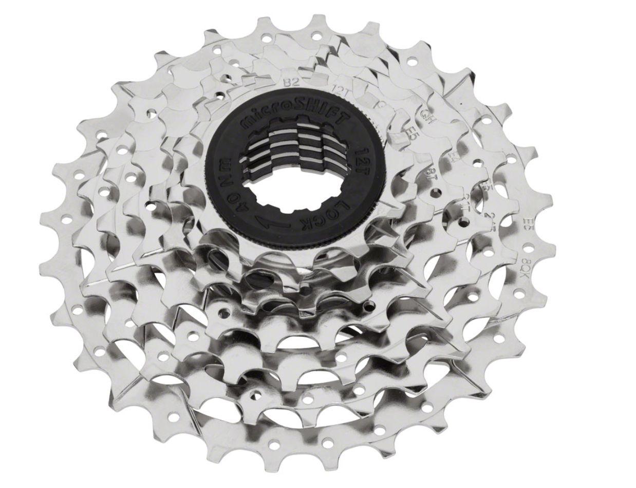 microSHIFT H07 Cassette - 7 Speed, 12-28t, Silver, Nickel Plated