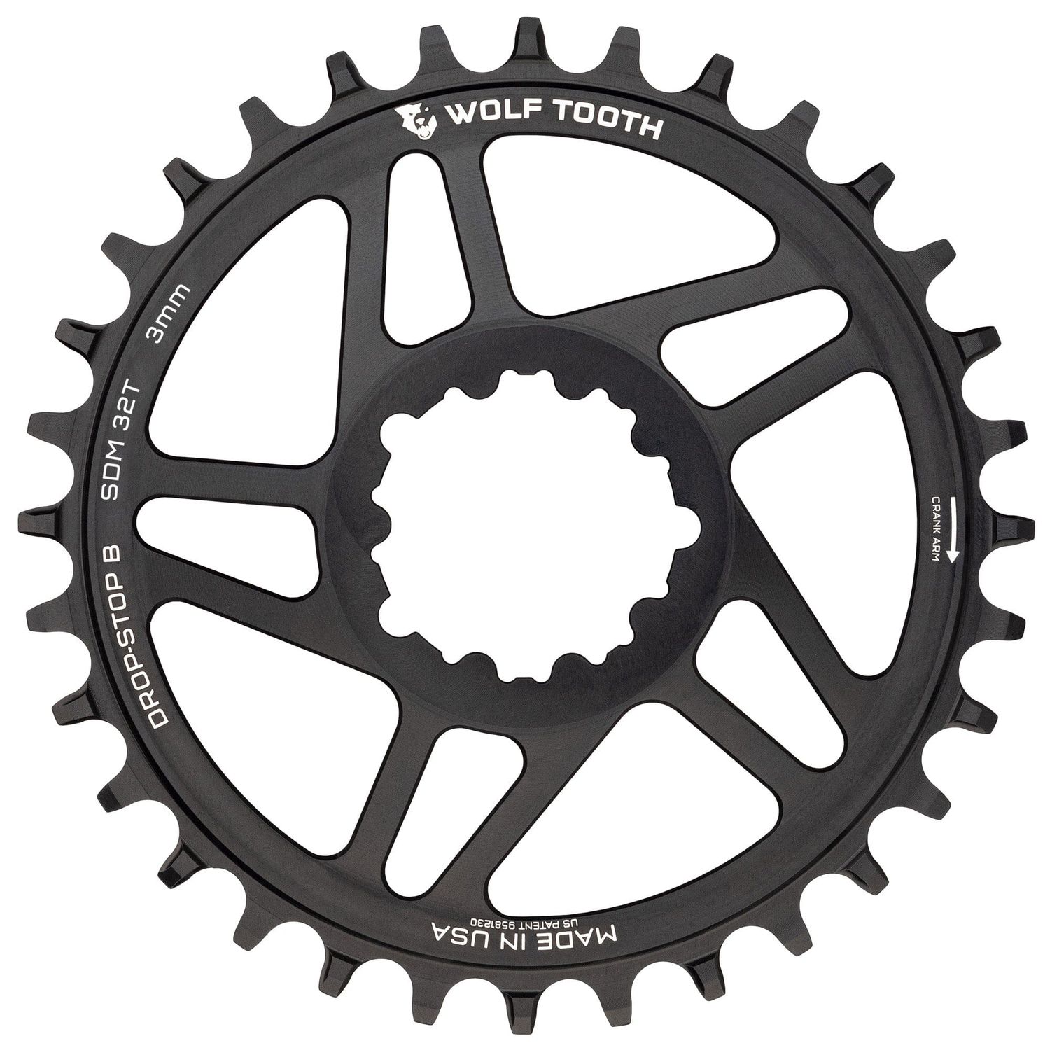 Wolf Tooth Direct Mount Chainring - 32t, SRAM Direct Mount, Drop-Stop B, SRAM 3-Bolt Boost Cranks, 3mm Offset
